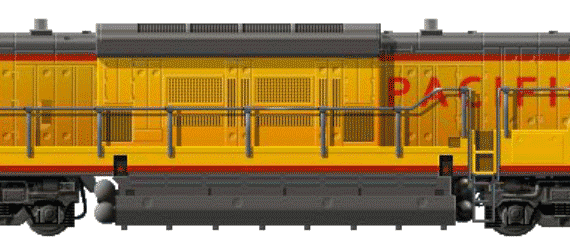 Train GE U50C PP - drawings, dimensions, figures