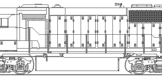 Поезд GMD GP40-2L(W) - чертежи, габариты, рисунки