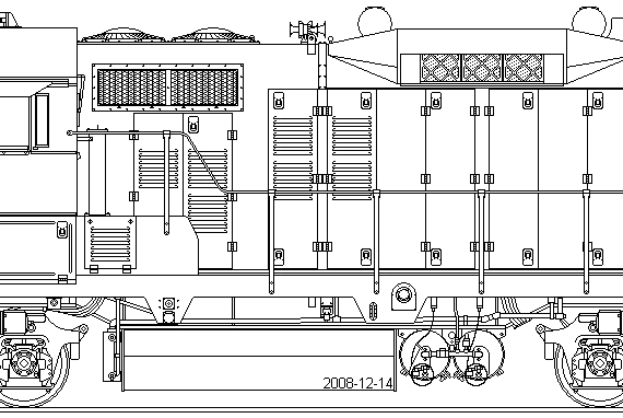 Поезд GMD GP9RM - чертежи, габариты, рисунки