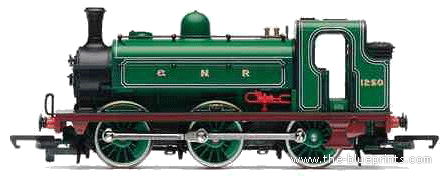 Поезд GNR 0-6-0T Class J13 1250 DCC - чертежи, габариты, рисунки