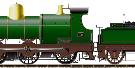 Поезд GWR 4-6-0 No 36 - чертежи, габариты, рисунки