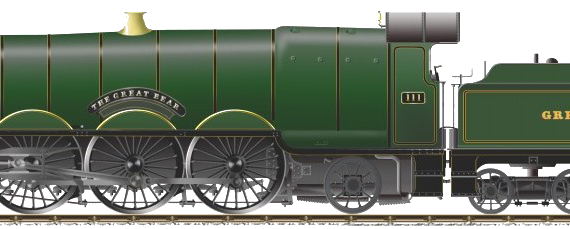 Train GWR Castle Class 4-6-2 No. 111 The Great Bear - drawings, dimensions, figures