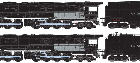 Поезд General Electric Big Boy 4-8-8-4 - чертежи, габариты, рисунки