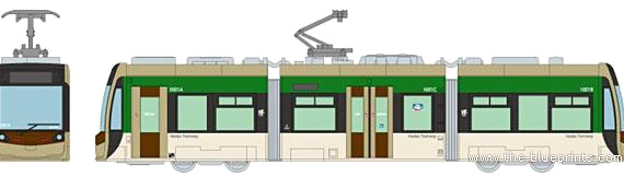 Hankai Tramway Type 1001 train - drawings, dimensions, figures