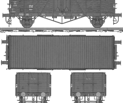 High Freight Wagon Biaxial Type train - drawings, dimensions, pictures