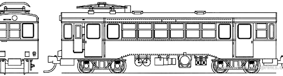Hitachi Dentetsu Type Moha 13 (Electric Car) train - drawings, dimensions, figures