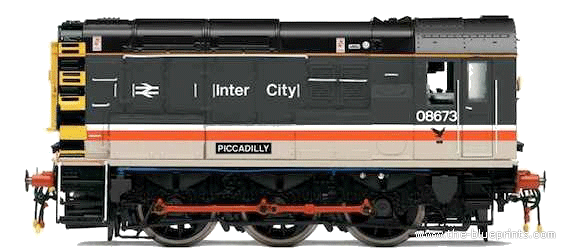 Поезд Inter City 0-6-0 Diesel Shunter Class 08 - чертежи, габариты, рисунки