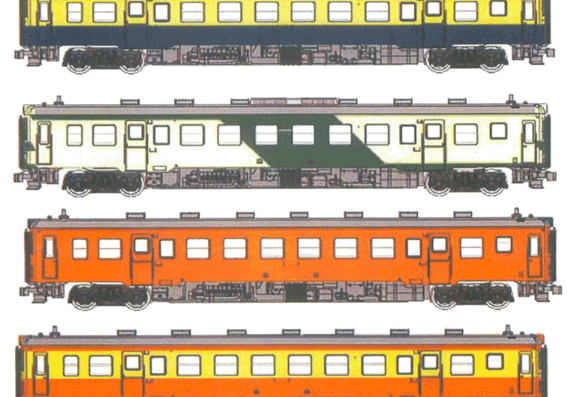 Train JNRR Kiha 52-100 - drawings, dimensions, figures