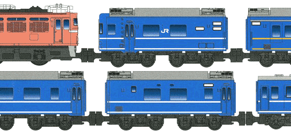 Поезд JNR B Train Shorty Limited Express Sleeper Car Nihonkai - чертежи, габариты, рисунки