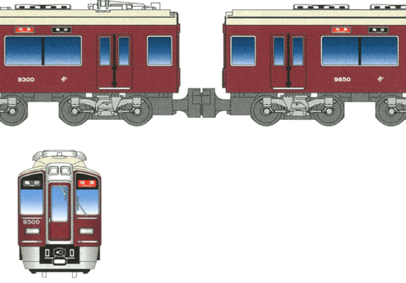 Train JNR B Train Shorty Series 9300 - drawings, dimensions, figures