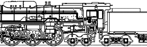 Train JNR C62-44 II - drawings, dimensions, figures