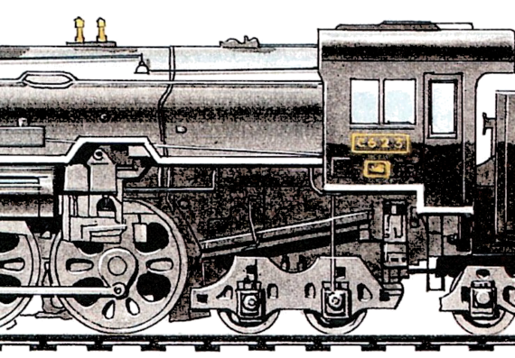 Поезд JNR C62 Class 4-6-4 (1949) - чертежи, габариты, рисунки