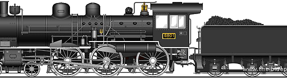 Train JNR Class 8801 - drawings, dimensions, figures