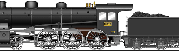 Train JNR Class 8850 - drawings, dimensions, figures