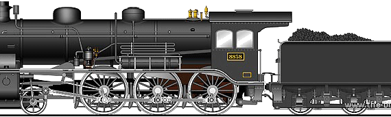 Train JNR Class 8858 - drawings, dimensions, figures