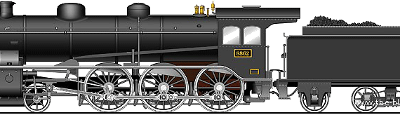 Train JNR Class 8862 - drawings, dimensions, figures