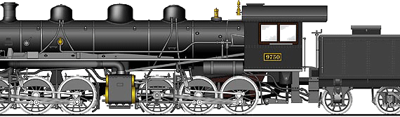 Train JNR Class 9750 - drawings, dimensions, figures