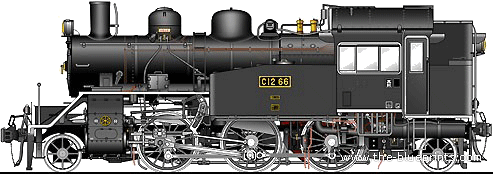 Поезд JNR Class C12 - чертежи, габариты, рисунки