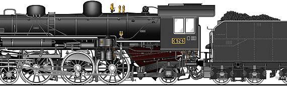 Поезд JNR Class C52 - чертежи, габариты, рисунки