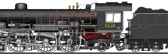 Поезд JNR Class C53 - чертежи, габариты, рисунки