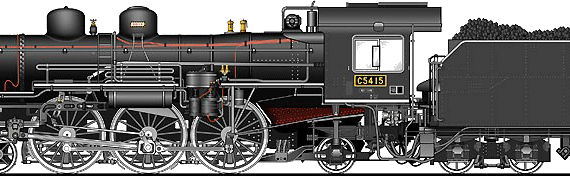 Поезд JNR Class C54 - чертежи, габариты, рисунки