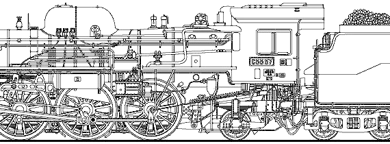 Train JNR Class C55-57 - drawings, dimensions, figures