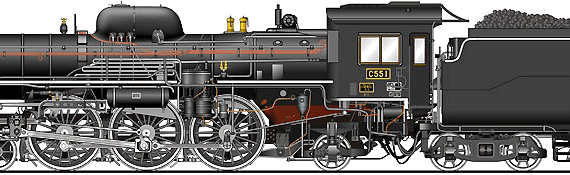 Поезд JNR Class C55 - чертежи, габариты, рисунки