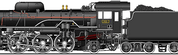 Поезд JNR Class C63 - чертежи, габариты, рисунки