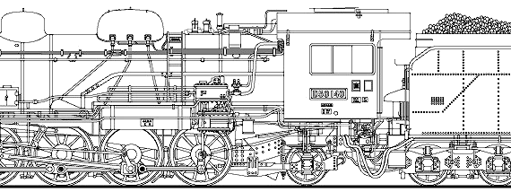 Поезд JNR Class D50-150 - чертежи, габариты, рисунки