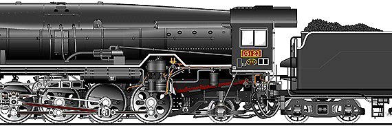 JNR Class D51 train - drawings, dimensions, figures