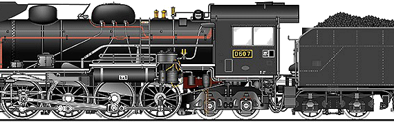 Поезд JNR Class D60 - чертежи, габариты, рисунки