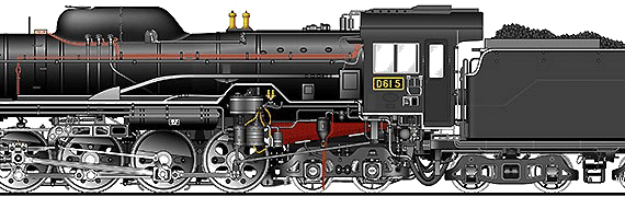 Поезд JNR Class D61 - чертежи, габариты, рисунки