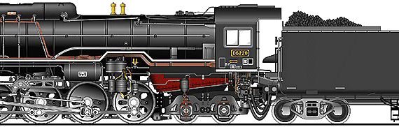 Поезд JNR Class D62 - чертежи, габариты, рисунки