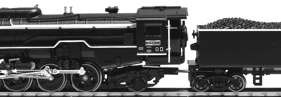 Train JNR D52-1 - drawings, dimensions, figures