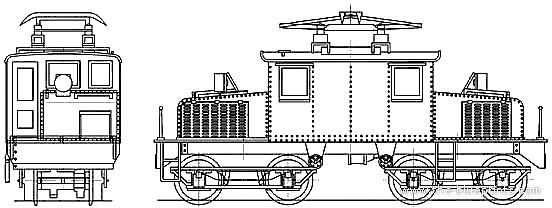 Train JNR ED22 Electric Locomotive - drawings, dimensions, figures
