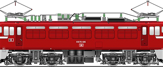 Поезд JNR ED75-126 - чертежи, габариты, рисунки