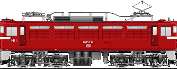 Поезд JNR ED75-751 - чертежи, габариты, рисунки