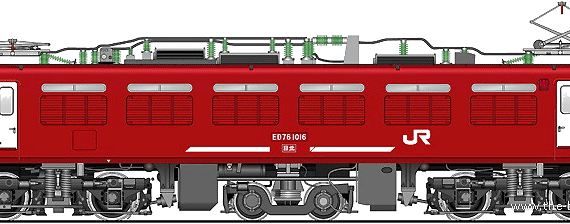 Поезд JNR ED76-1016 - чертежи, габариты, рисунки