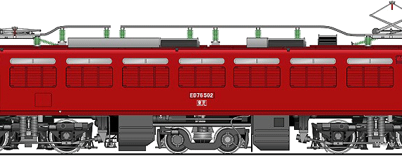 Поезд JNR ED76-502 - чертежи, габариты, рисунки