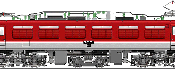 Поезд JNR ED76-551 - чертежи, габариты, рисунки