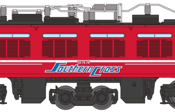 Train JNR ED76-78 - drawings, dimensions, figures