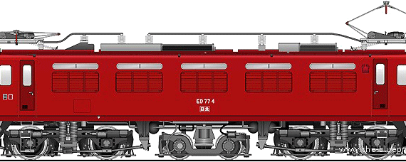 Поезд JNR ED77-4 - чертежи, габариты, рисунки