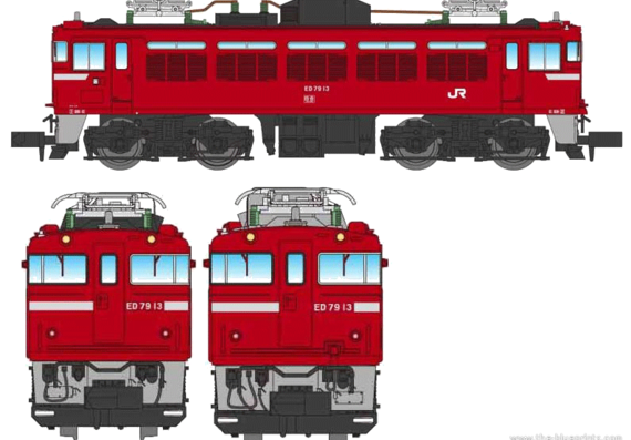 Поезд JNR ED79-13 - чертежи, габариты, рисунки