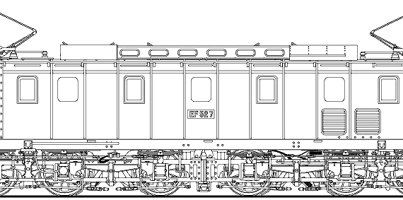 Поезд JNR EF52-7 - чертежи, габариты, рисунки