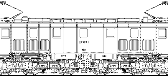 Поезд JNR EF59-1 - чертежи, габариты, рисунки