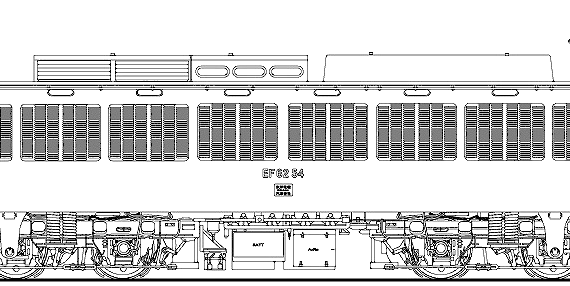 Поезд JNR EF62-54 - чертежи, габариты, рисунки