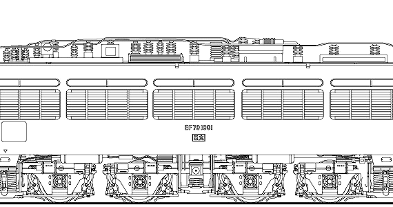 Поезд JNR EF70-1001 - чертежи, габариты, рисунки