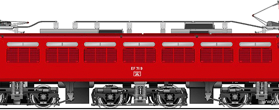 Поезд JNR EF71-9 - чертежи, габариты, рисунки