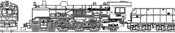 Поезд JNR Kawasaki C53 - чертежи, габариты, рисунки