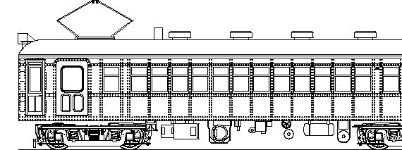 Поезд JNR Kumoha 1401 - чертежи, габариты, рисунки